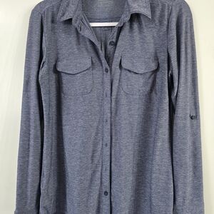Eddie Bauer Heathered Blue Button-Up Shirt